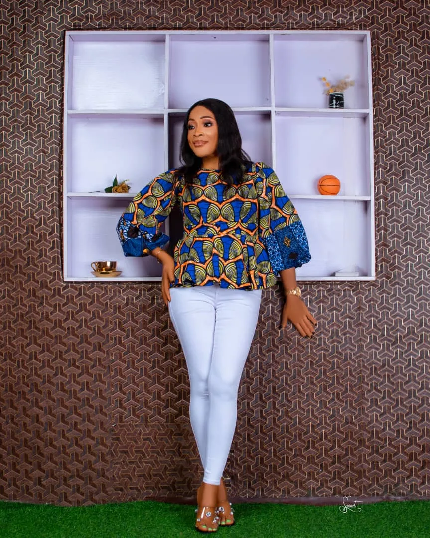 Ankara Peplum with White Pants