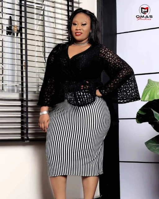 Black Lace Striped Skirt