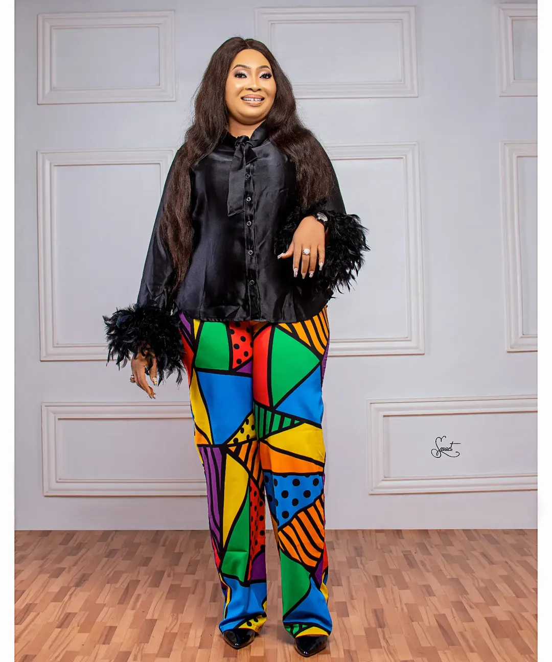 Black Top with Colour Pants