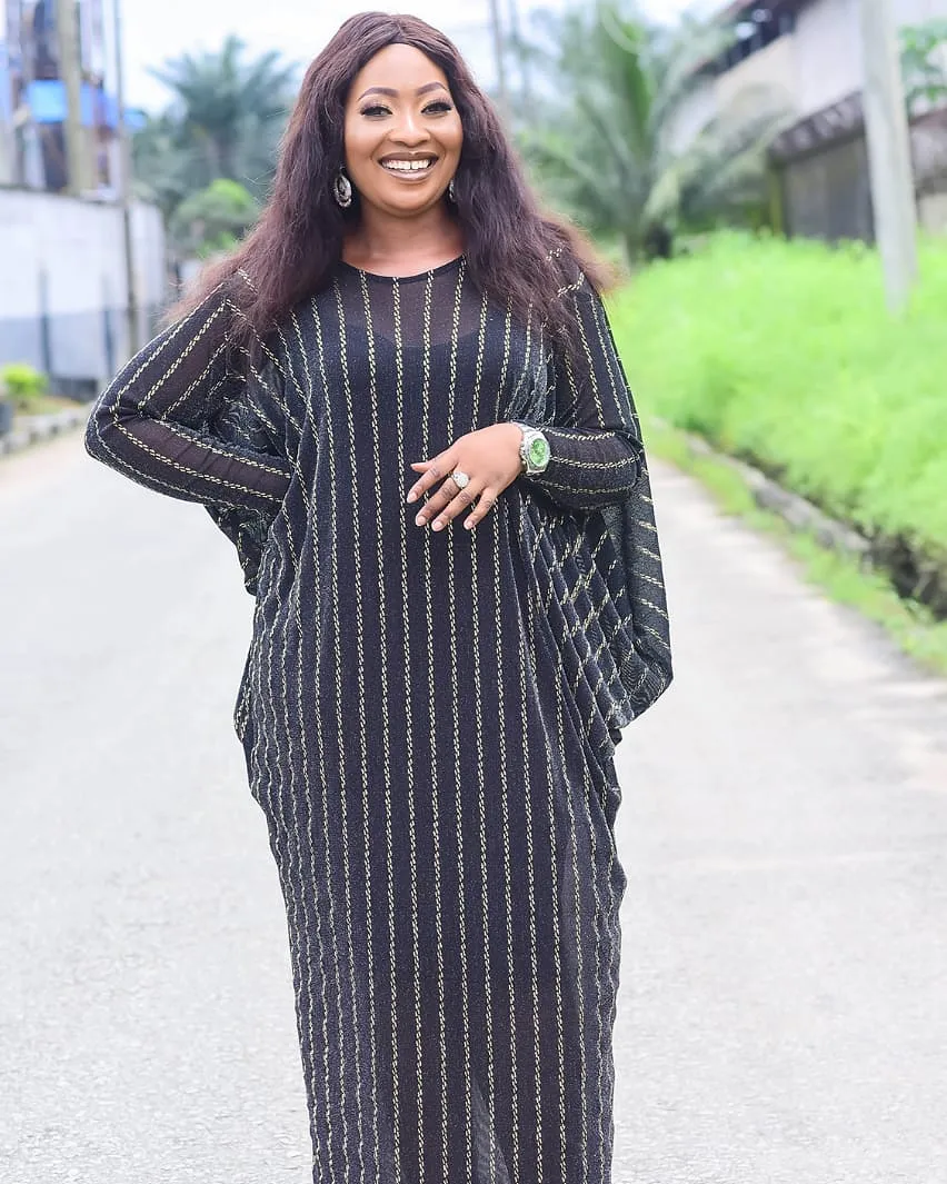 Black & White Striped Abaya