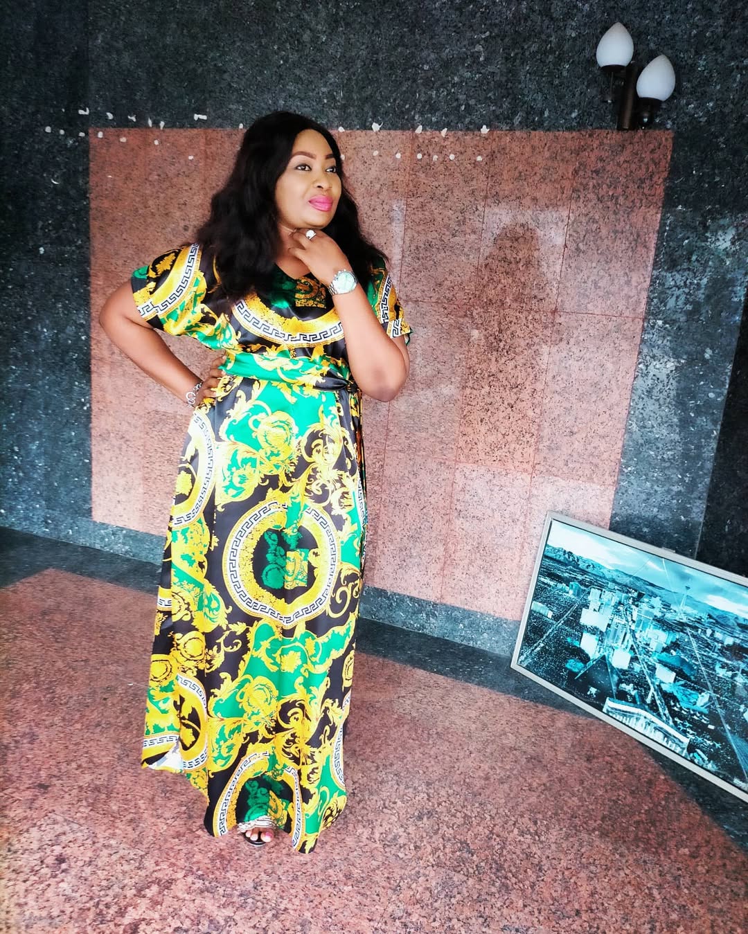 Green Versace Print Dress