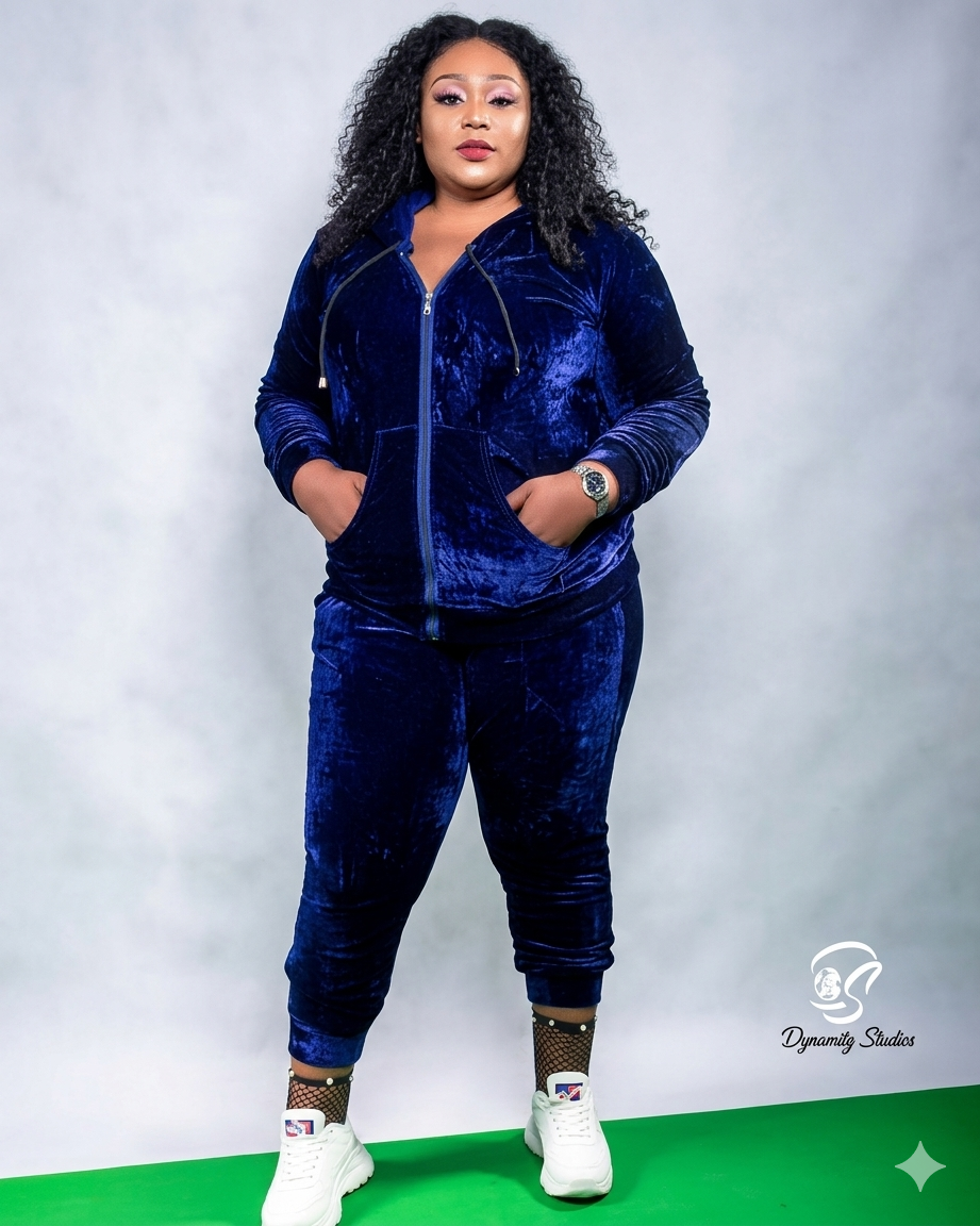 Navy Velour Tracksuit