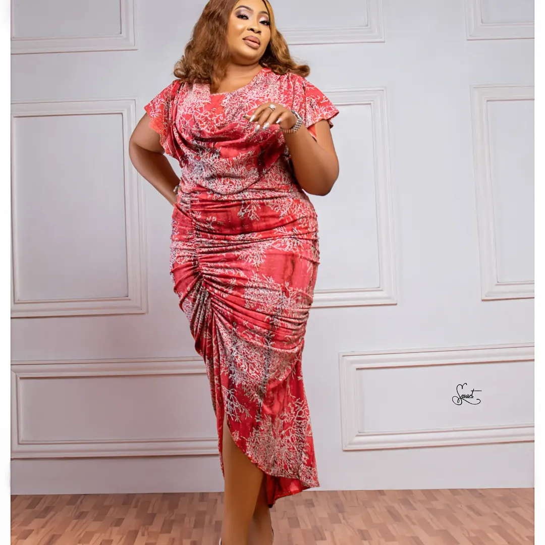 Red Abstract Print Dress — View 1