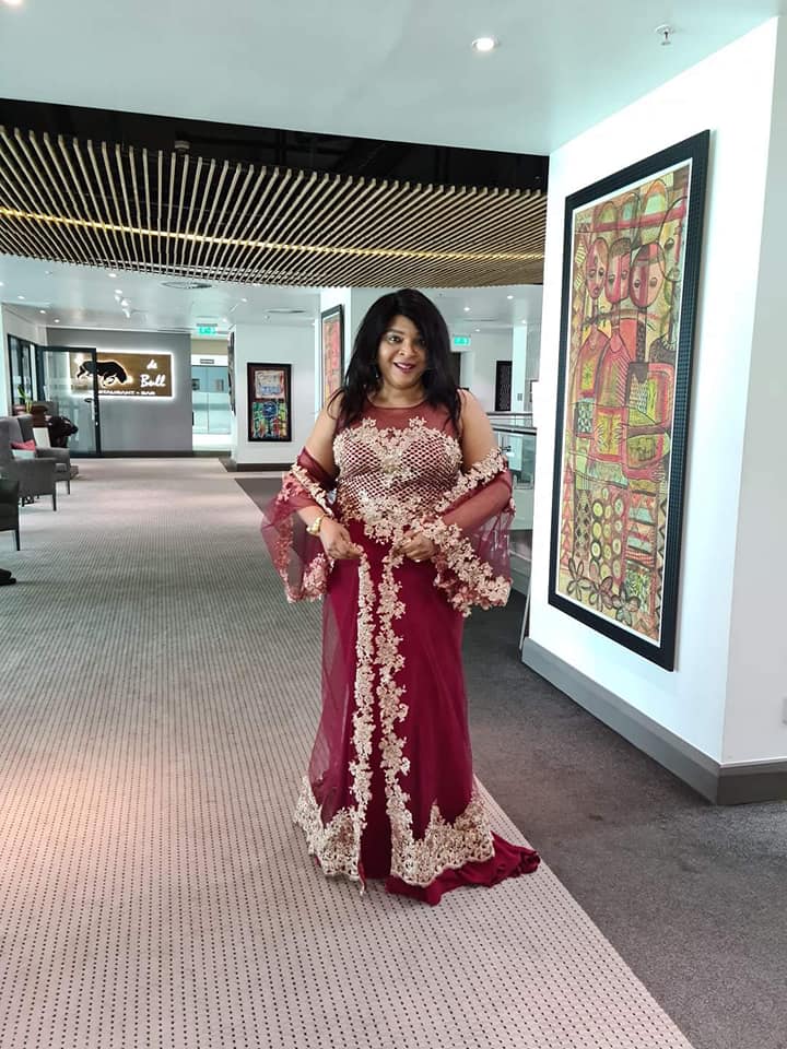 Red Lace Gown — Back View